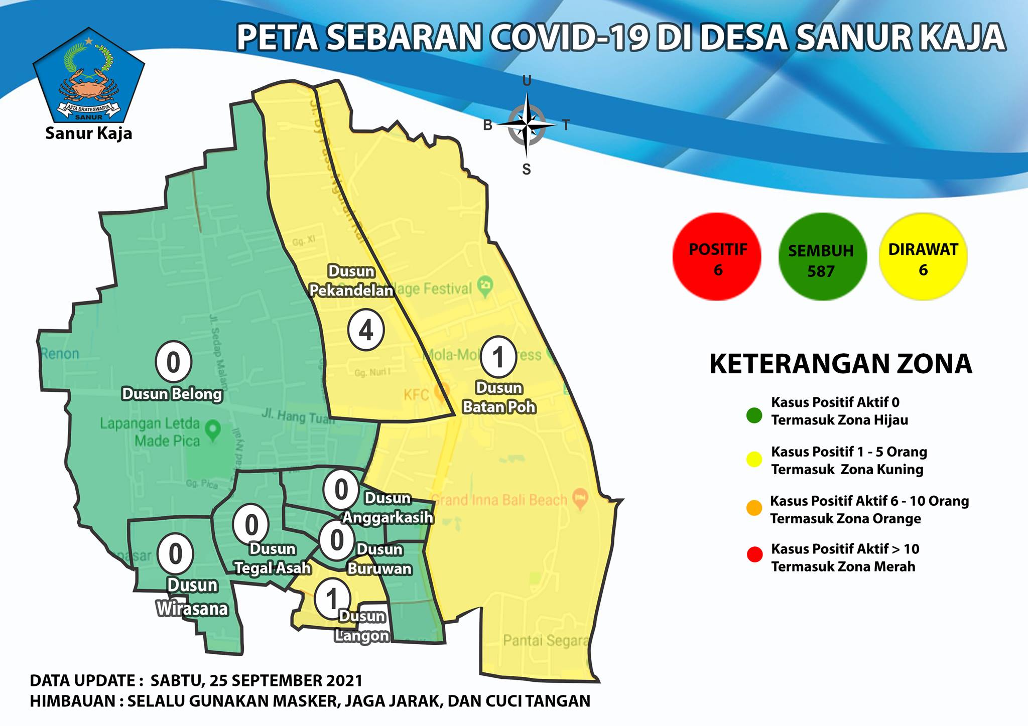 Update Peta Sebaran COVID-19 di Desa Sanur Kaja