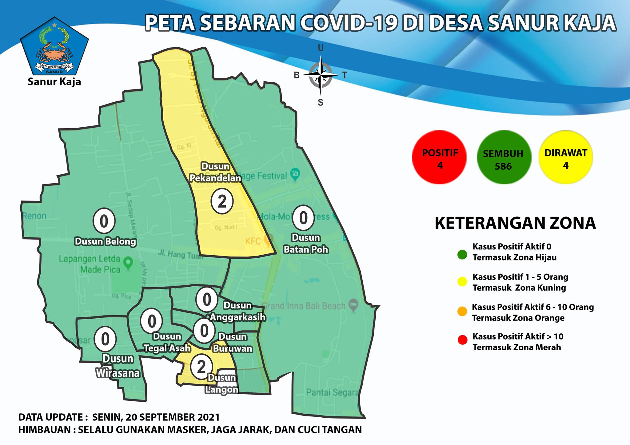 Update Peta Sebaran COVID-19 di Desa Sanur Kaja