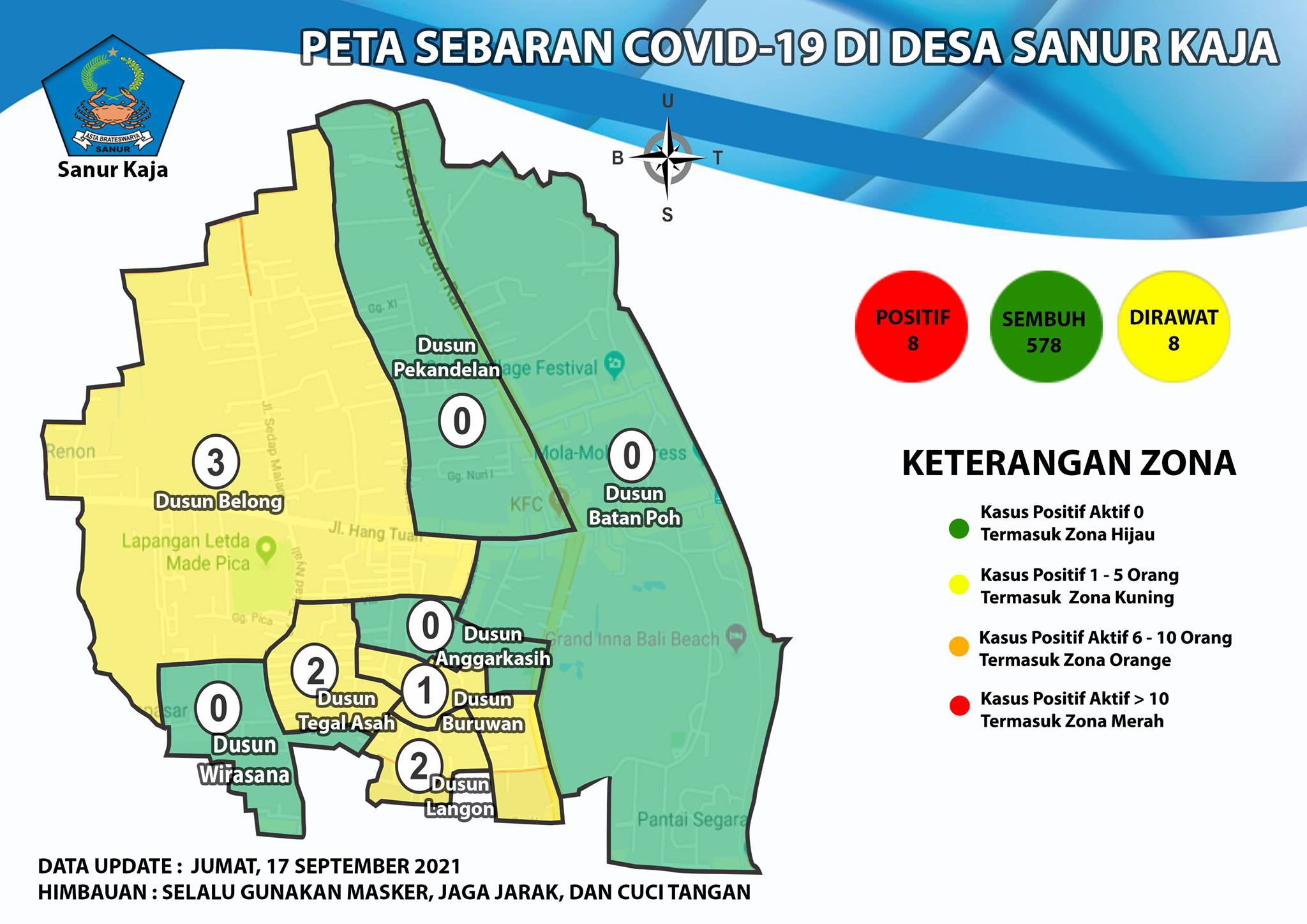 Update Peta Sebaran COVID-19 di Desa Sanur Kaja