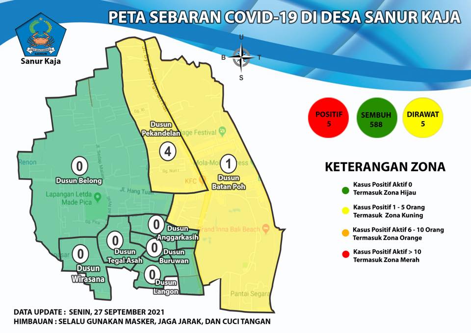 Update Peta Sebaran COVID-19 di Desa Sanur Kaja