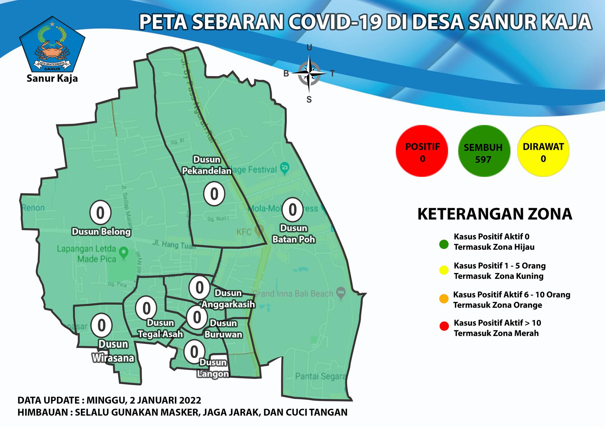 Update Peta Sebaran COVID-19 di Desa Sanur Kaja