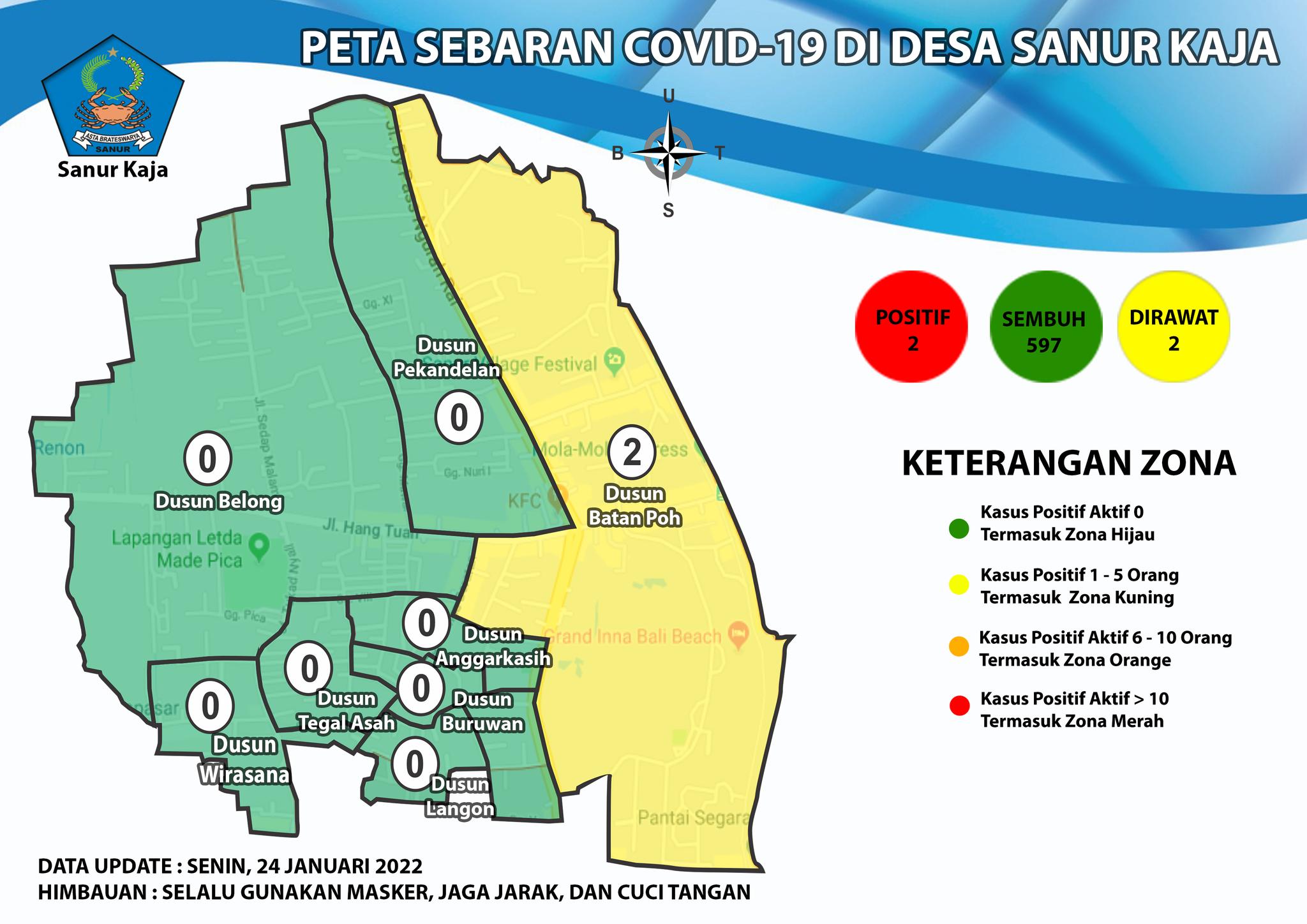 Update Peta Sebaran COVID-19 di Desa Sanur Kaja