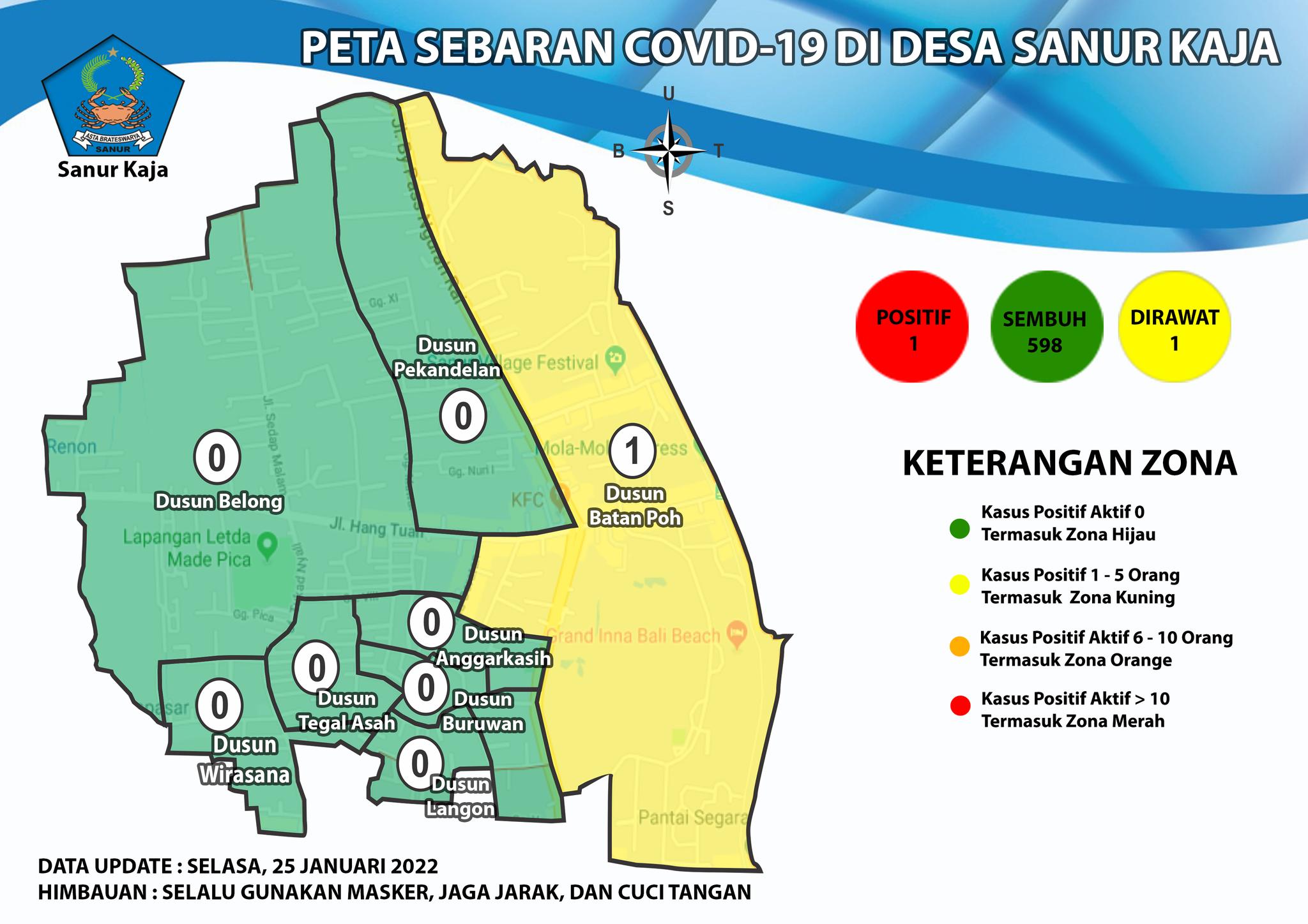 Update Peta Sebaran COVID-19 di Desa Sanur Kaja