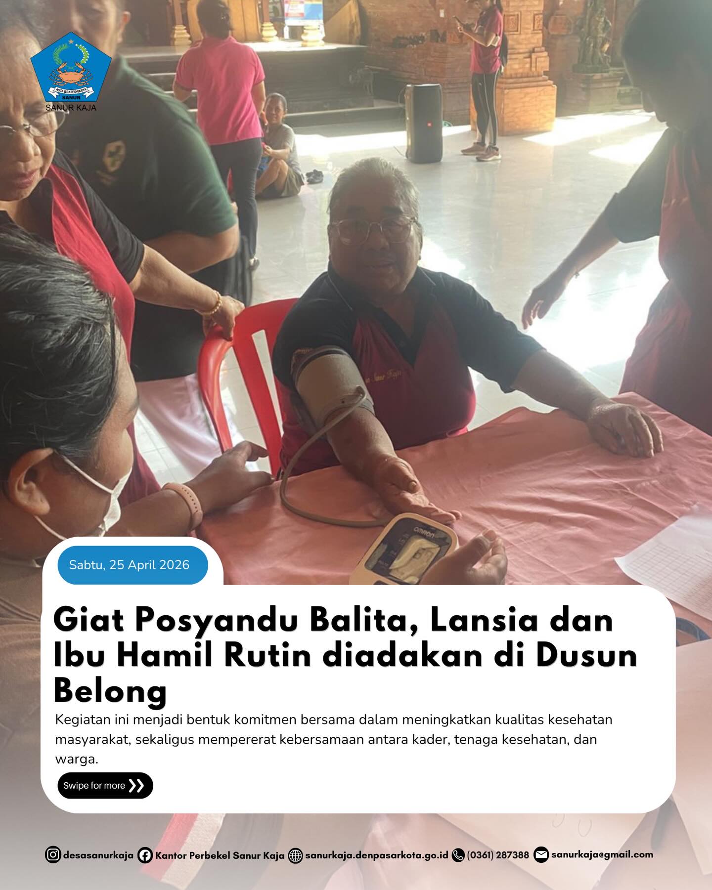 Giat Posyandu Balita, Lansia dan Ibu Hamil Rutin diadakan di Dusun Belong