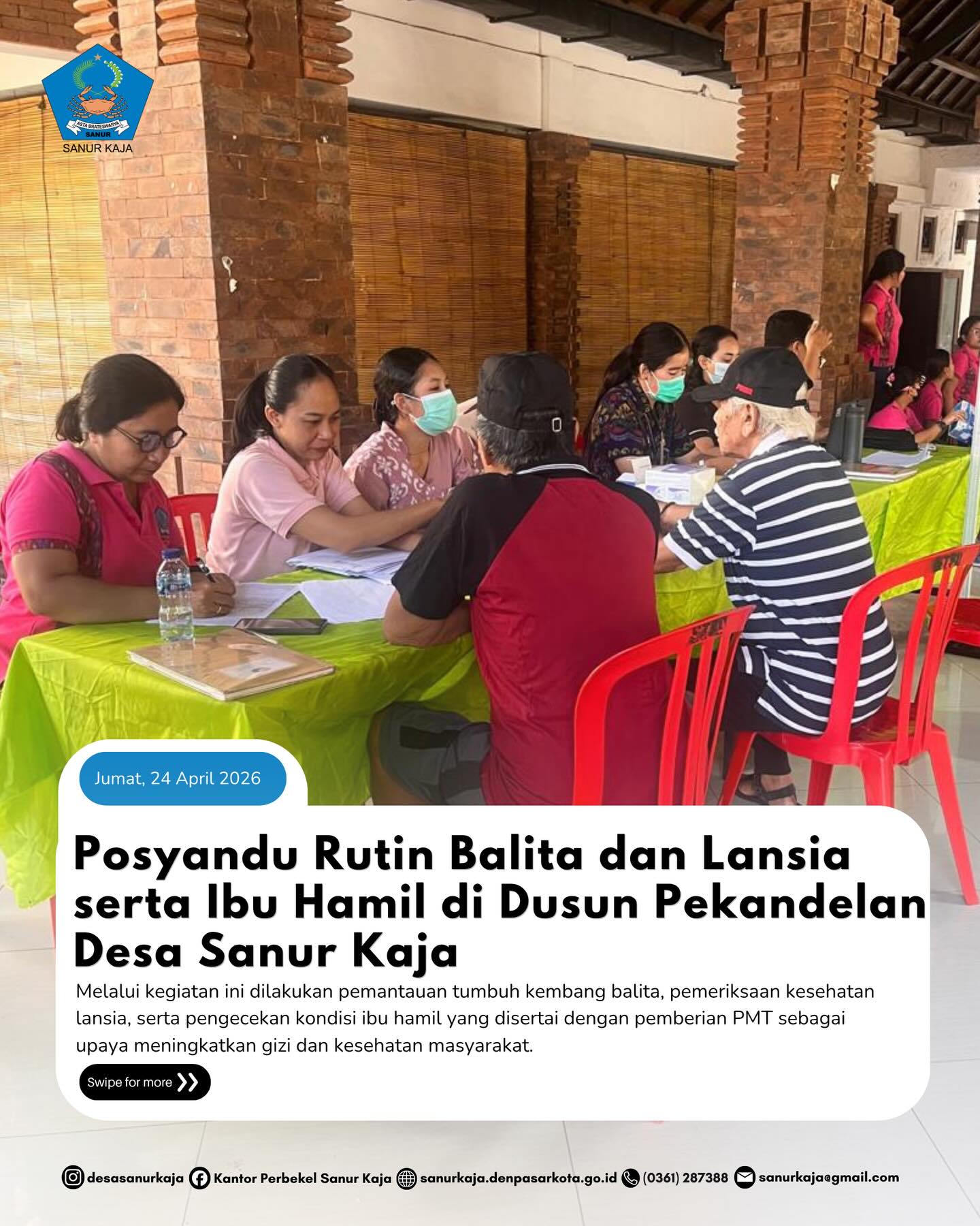 Posyandu Rutin Balita dan Lansia serta Ibu Hamil di Dusun Pekandelan Desa Sanur Kaja