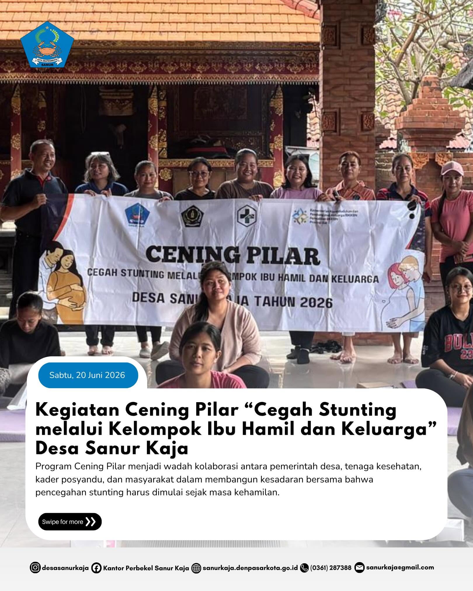 Kegiatan Cening Pilar “Cegah Stunting melalui Kelompok Ibu Hamil dan Keluarga” Desa Sanur Kaja