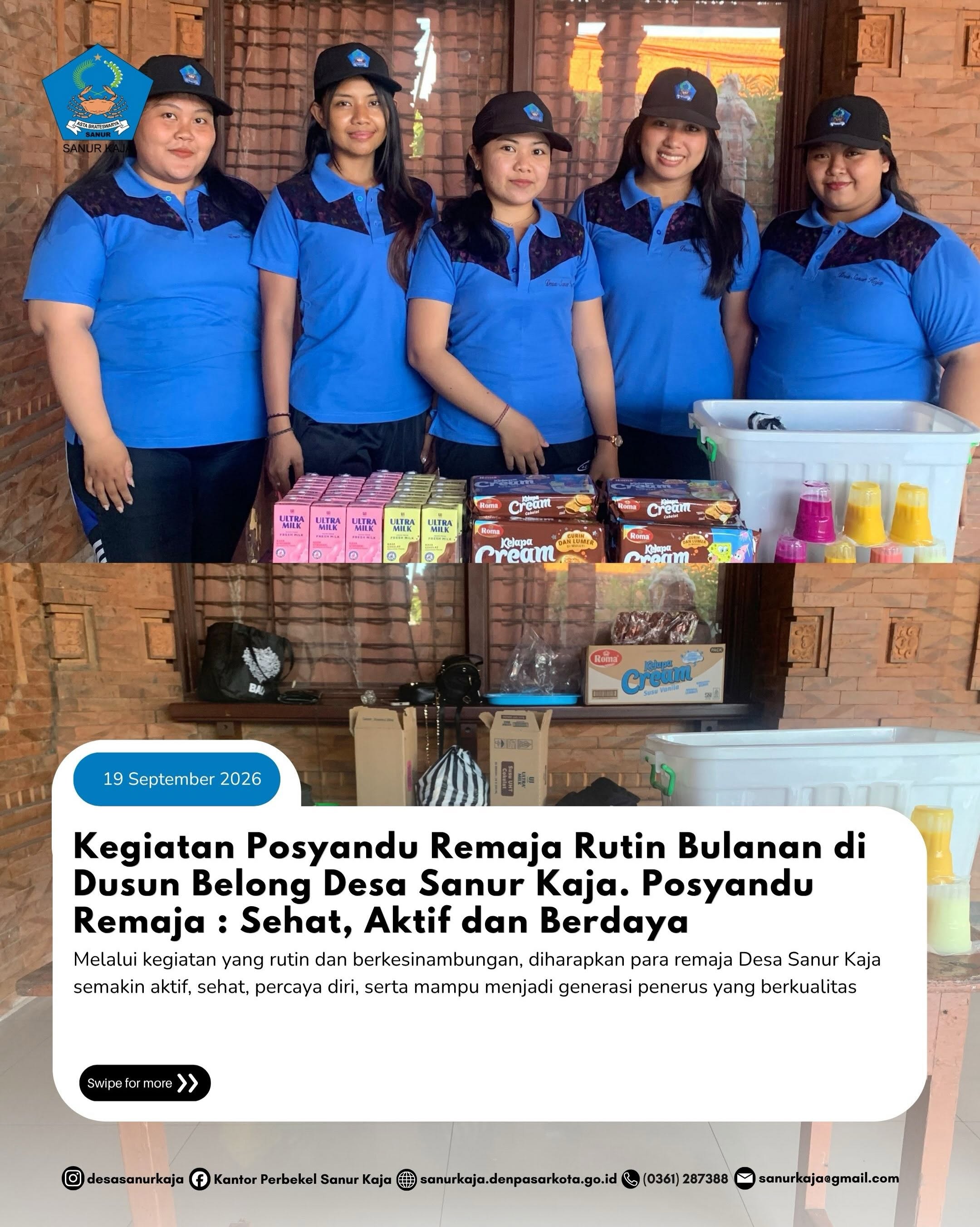 Kegiatan Posyandu Remaja Rutin Bulanan Dusun Belong Desa Sanur Kaja