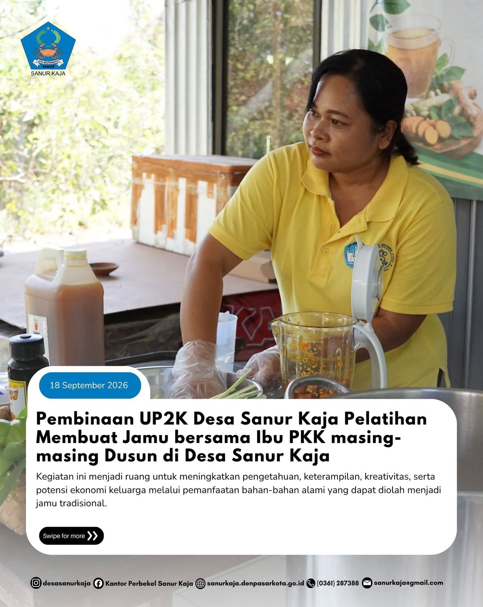Pembinaan UP2K Pelatihan Membuat Jamu Tradisional Desa Sanur Kaja